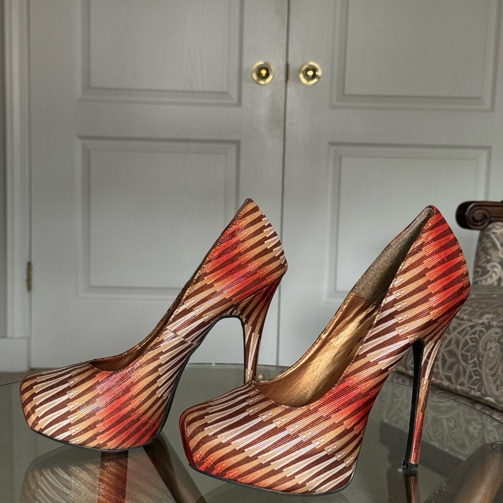 Shoe Republic LA Vibrant Striped Heels
